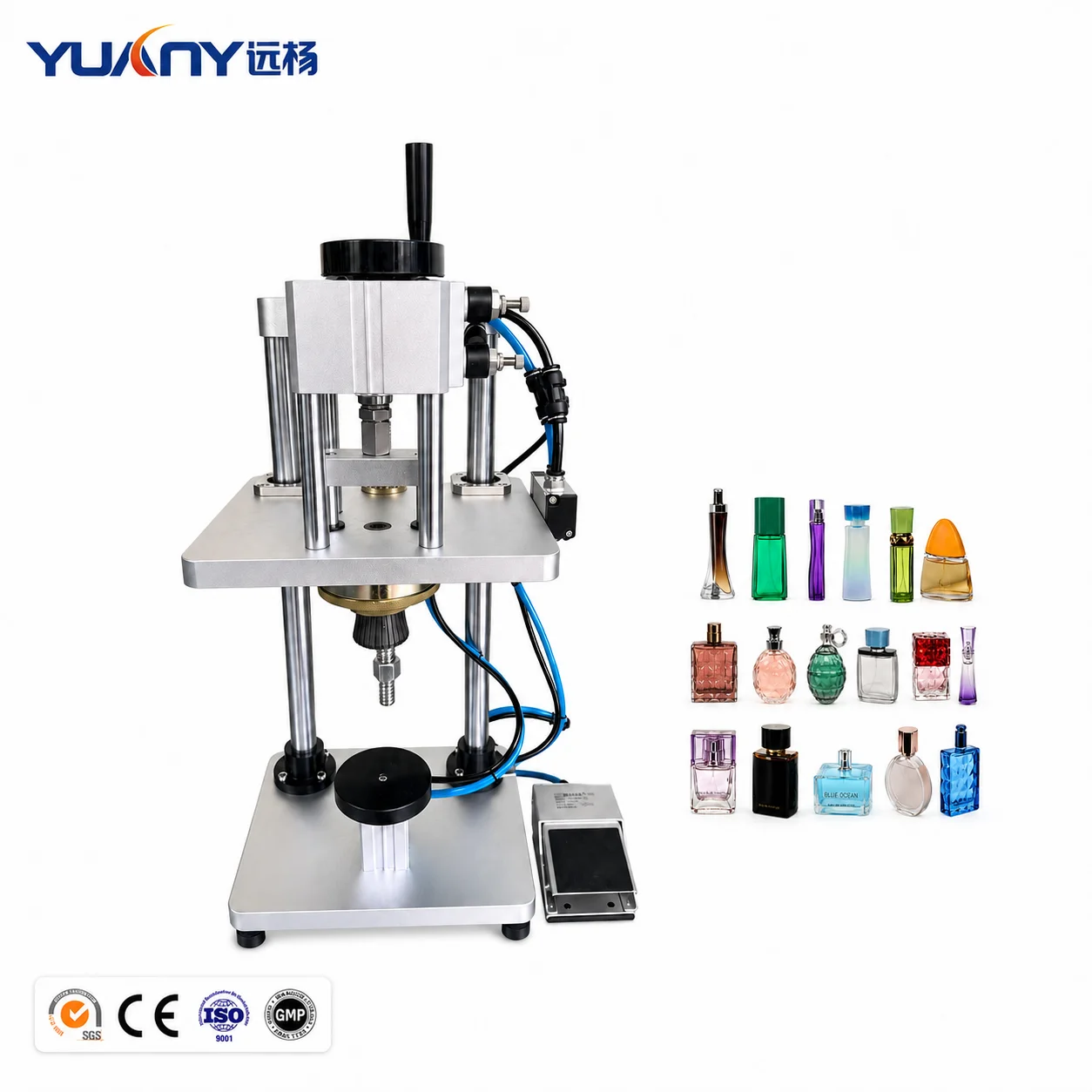 Pneumatic Perfume Bottle Crimping Machine Semi Automatic Spray Pump Cap Capper Fragrance Bottle Collar Pressing Capping