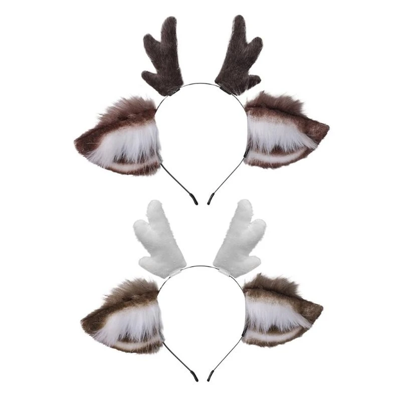 หูขนสัตว์ faux หูขนสัตว์ antler น่ารักกวางเรนเดียร์สัตว์ห่วงห่วงปาร์ตี้วันหยุดปาร์ตี้คริสต์มาสคอสเพลย์อุปกรณ์เสริมผม