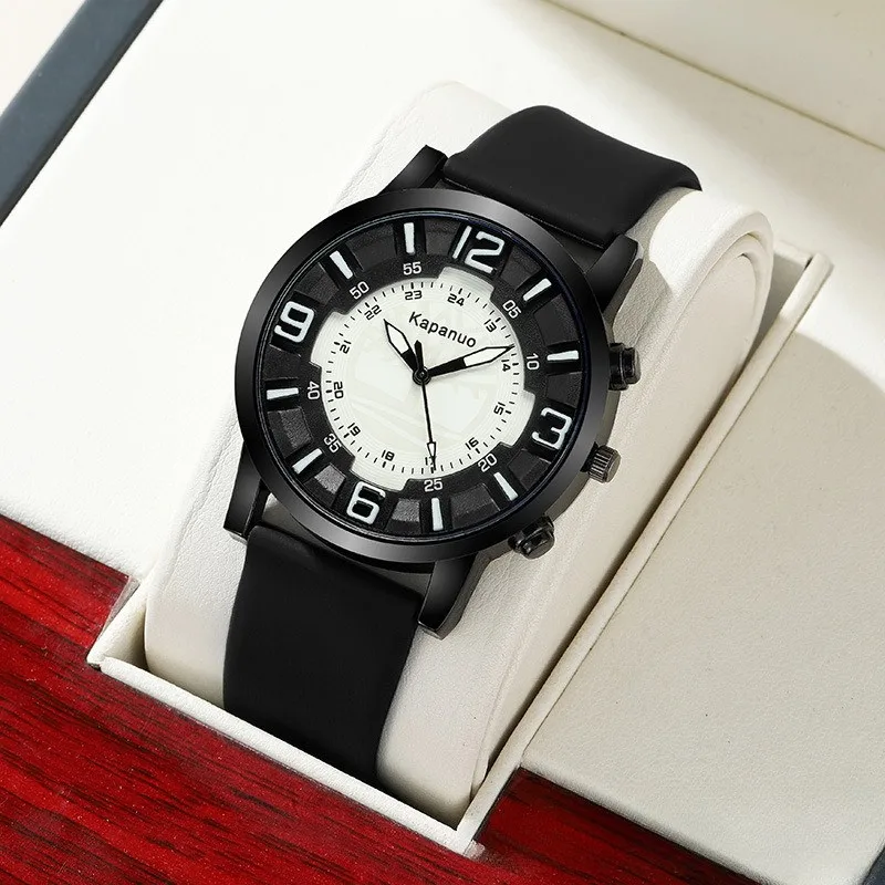 

Мужские модные часы с большим циферблатом, кварцевые, с силиконовым ремешком