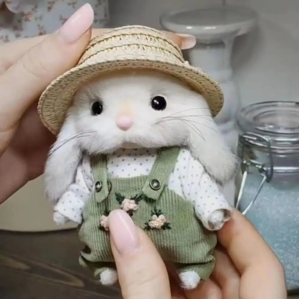 

Birthday Gift Stuffed Garden Bunny Toys Clothes and Hats Charms Gardener Little Rabbit Doll 14cm Handmade Rabbit Doll Couple