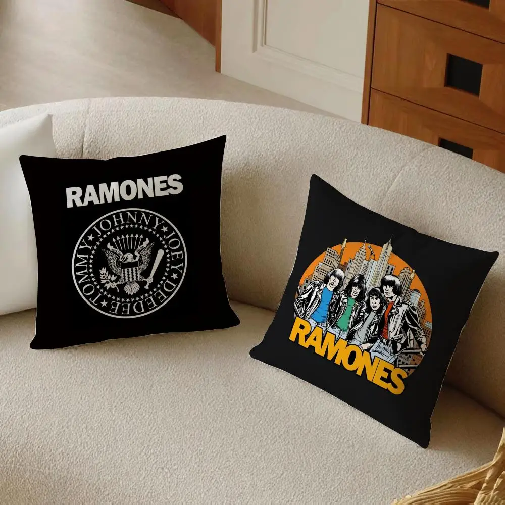 Rock R-Ramones Cushion Cover Daily Washable Linen Pillowcase Soft  for Sofa Bed Home Room Decor