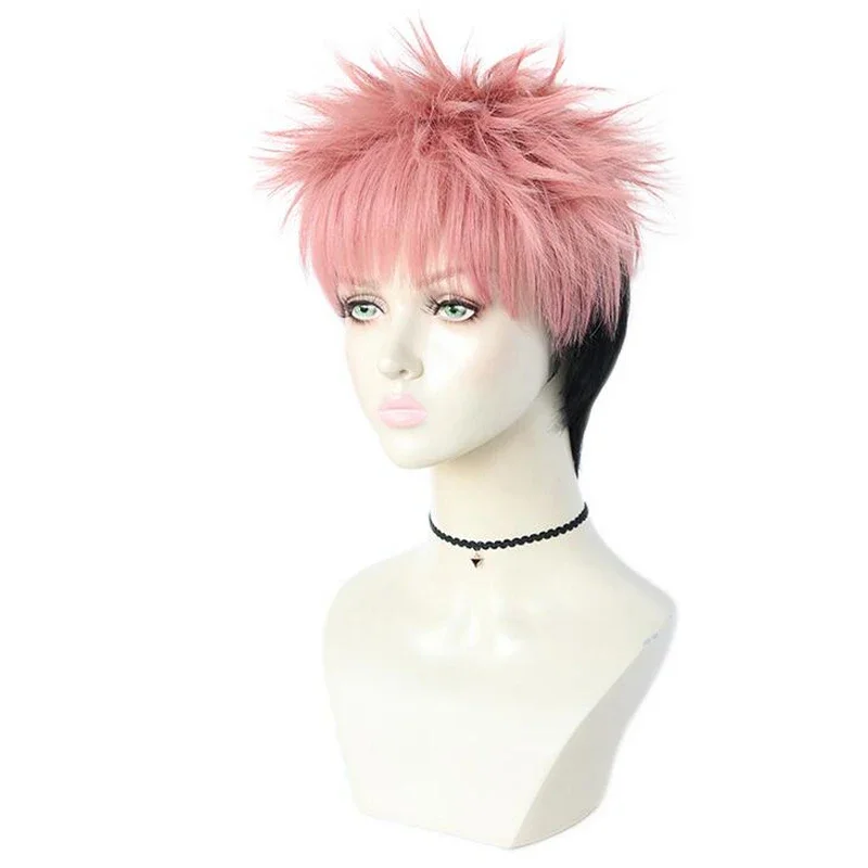 Yuji Itadori Short Wig 2 Styles Cosplay Costume Heat Resistant Synthetic Hair Jujutsu Kaisen Men Women Party Wigs + Wig Cap