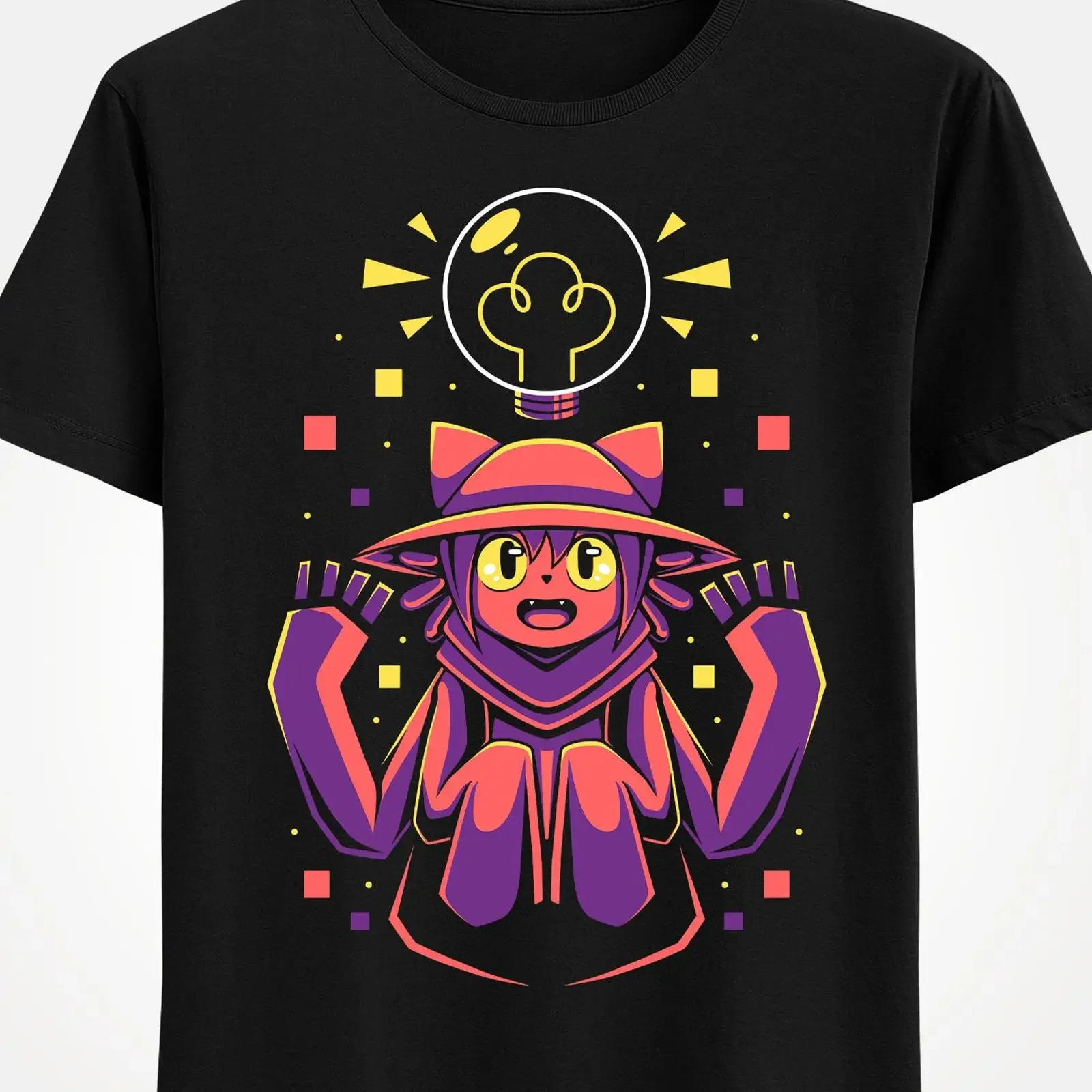Cat Eyes T shirt Oneshot Niko Cute Video Game Indie Gaming vintage Washed Unisex Top For Everyday Wear Soft graphic Breathable