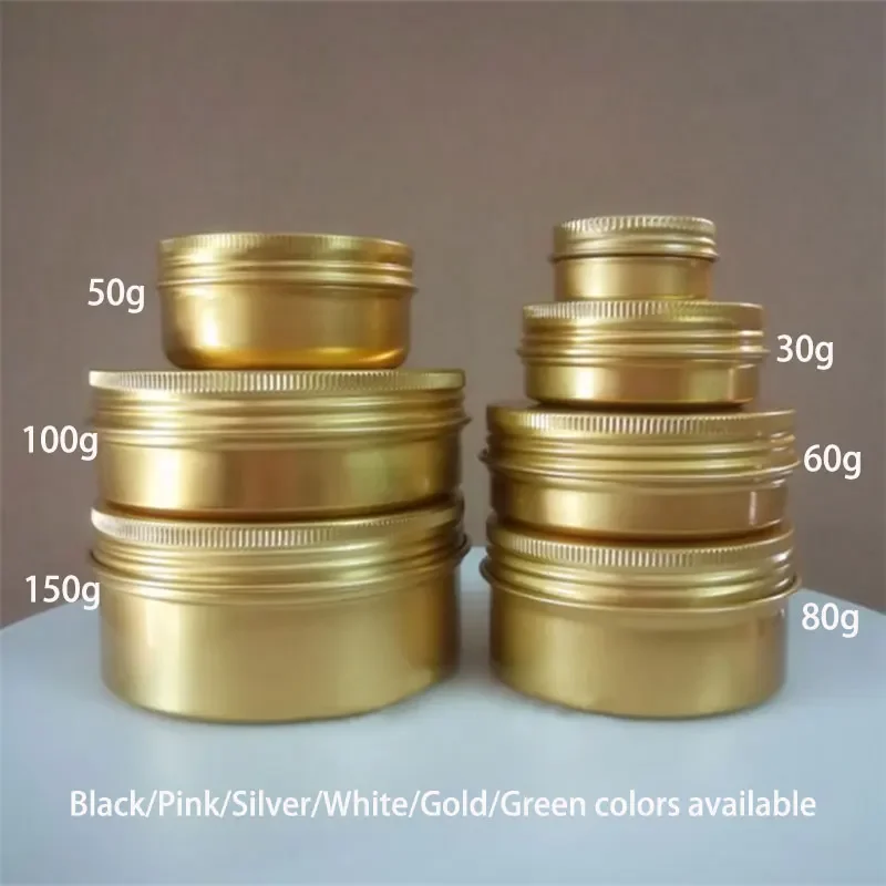 

30g 50g 60g 80g 100g 150g Empty Aluminum Jar Cosmetic Cream Lotion Refillable Container Black Pink Silver White Gold Bottle