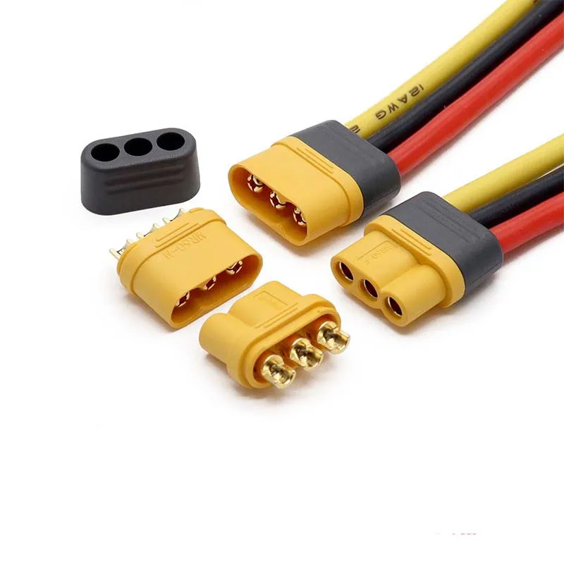 MR60-F M 3 Pin Motor ESC Connector Male Female Plug RC Model Drone Power Battery Charging Adapter Connector 12AWG 10CM 20CM 30CM