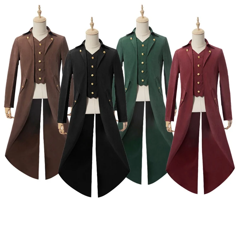 

Retro Medieval Tailcoat Punk Men's Coat Medium-Length Anime Cosplay Traditional Chinese Sle Clothing Stage Performance Wear