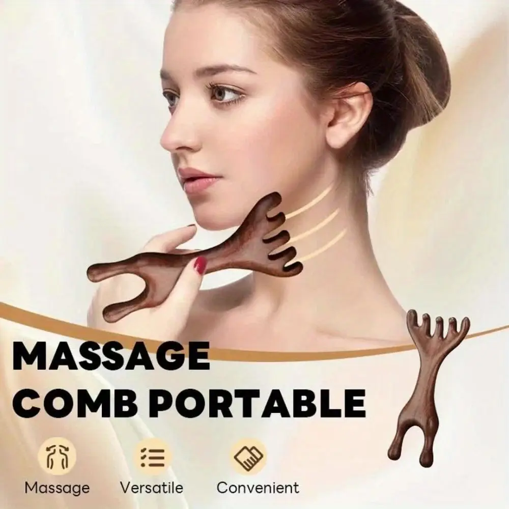 Anti-static Double Headed Massage Comb Unblock Meridians Blood Circulation Meridian Massage Comb Scraping Wooden Massage Comb