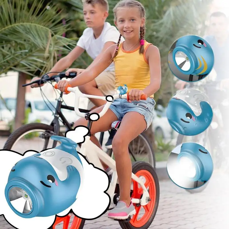 Cycling Horn And Light Bike Lamp 110 Decibel Horn Cute Whale High Brightness Flashlight Cycling Accessories For Adventure Safety