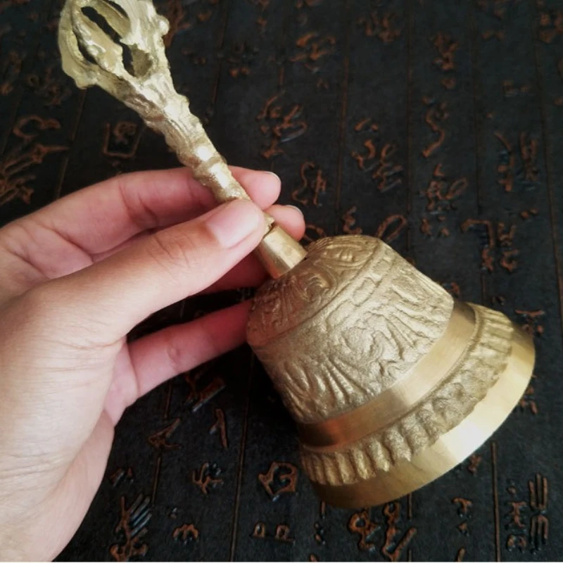 Campana de mano de cobre para meditación, campanas de mano para atención plena, Yoga, relajación espiritual, campanas budistas, instrumentos musicales curativos con sonido