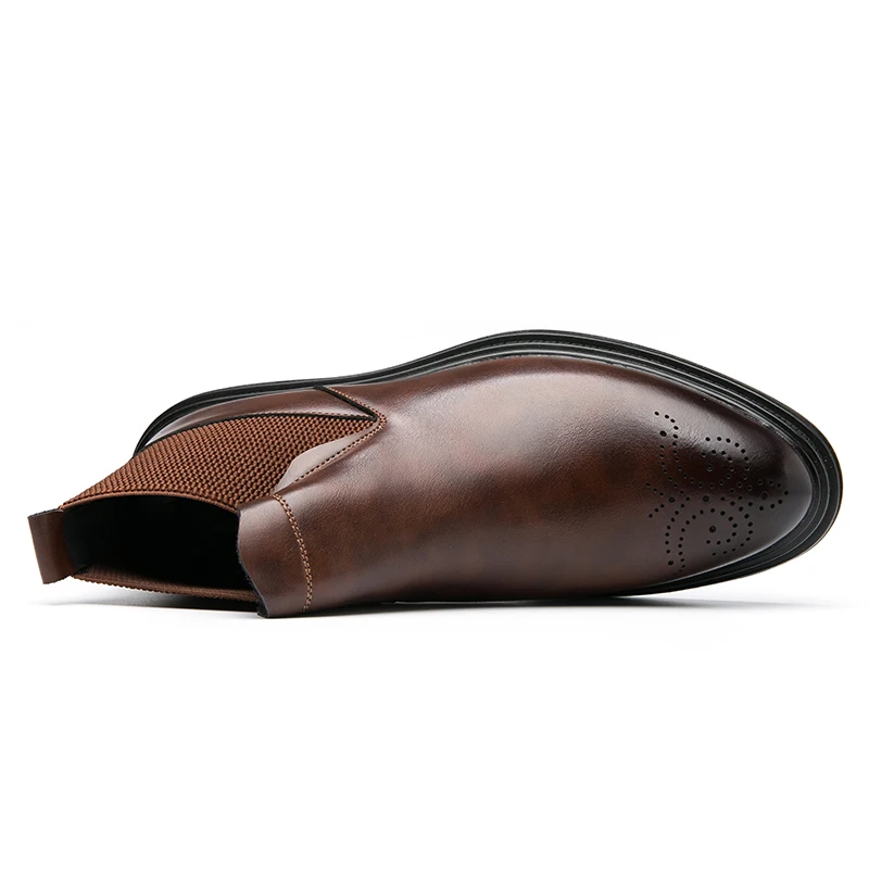 High-top leather shoes are versatile for men brogue retro British-style business shoes and youth formal wear casual shoes trend view 6