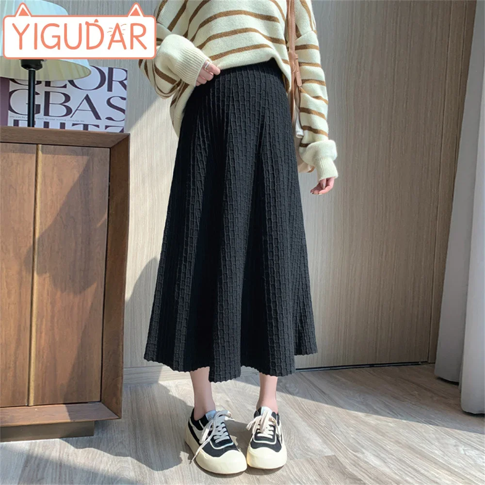 

New maternity skirts autumn winter Korean fashion maternity dresses midlength knitted skirts with large swings maternity clothes