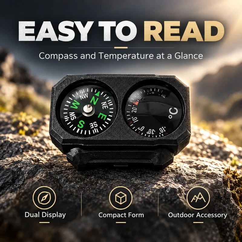 Nylon Compass Thermometer Combo Decor Accessory Dual Reading Function for 20mm Rail Hobby Build Project