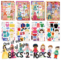 8/16PCS Dress up Puzzle Stickers Cute Cartoon Creative Fun Puzzle Account Materials Waterproof Stickers
