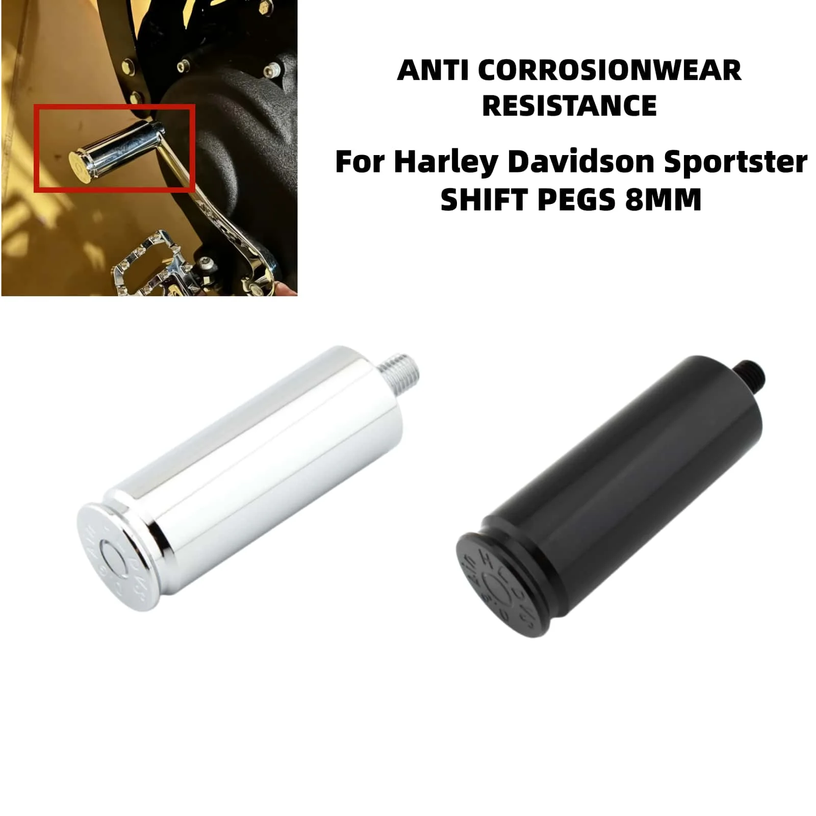 

Motorcycle 8MM Accessories Shift Gear Lever Shifter Peg Black/Chrome Foot Pegs Footrest For Harley Davidson Sportster 883 1200