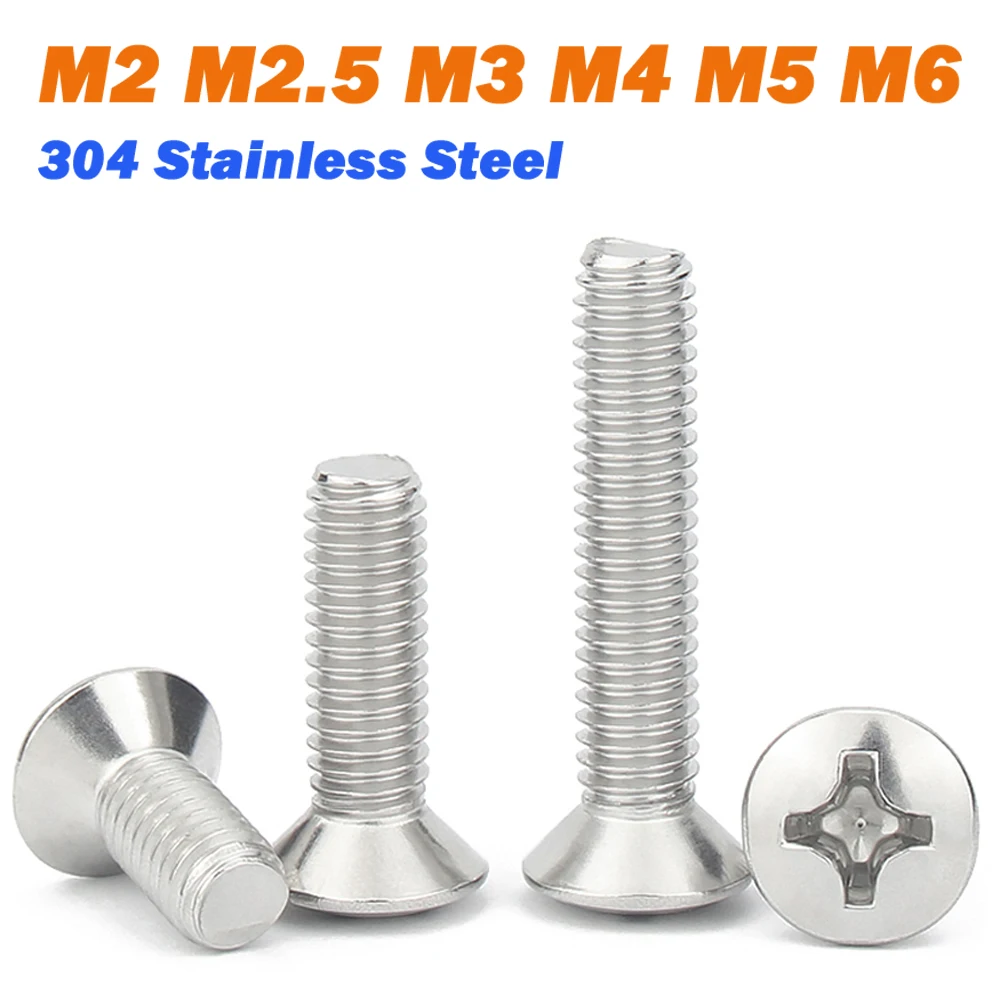 M2 M2.5 M3 M4 M5 M6 GB820 DIN966 304 Stainless Steel Cross Recessed Phillips Raised Countersunk Head Half Oval Screw Bolt