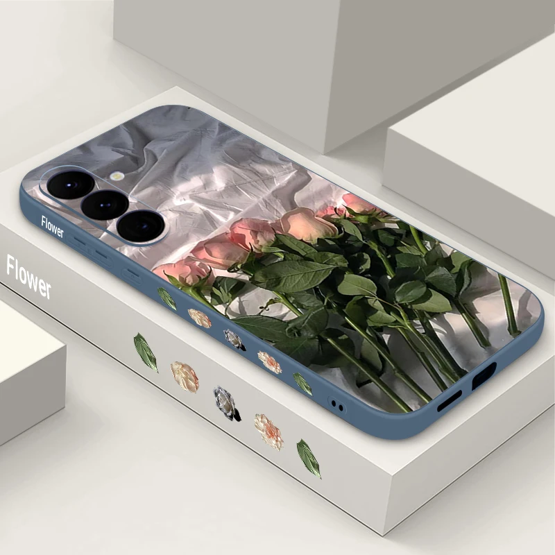 Rosa Rose Blume Handyhülle für Samsung Galaxy S25 S24 S22 S23 Ultra S23 Plus S24 FE A56 A17 A16 A36 A55 A54 A15 5G Soft Cover