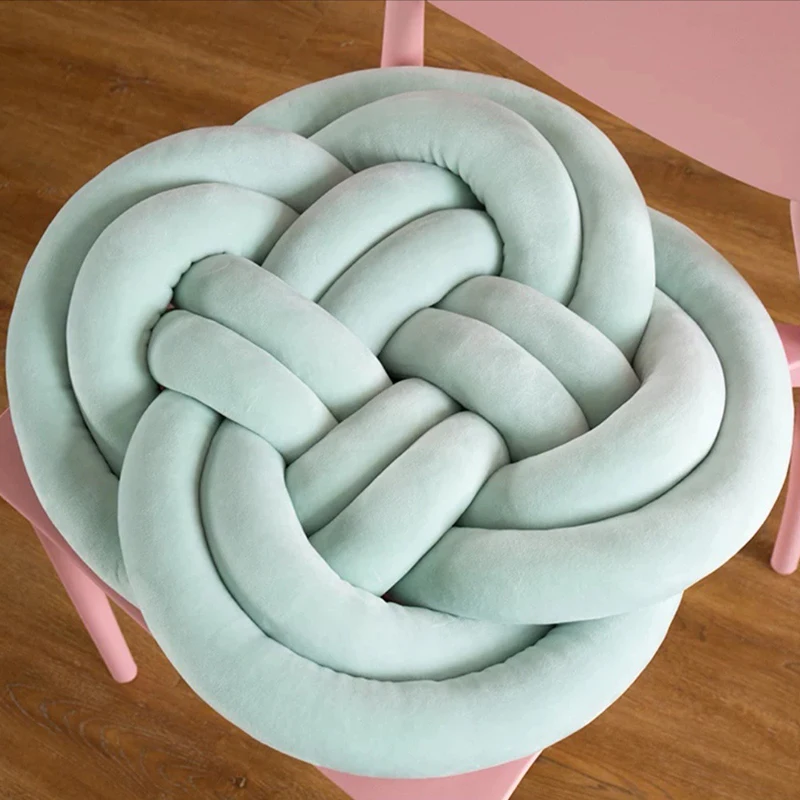 45CM Knotted Plush Ball Pillow Waist Back Cushions Home Sofa Bed Decoration Soft Hand Woven Braided Cushion Throw Pillow