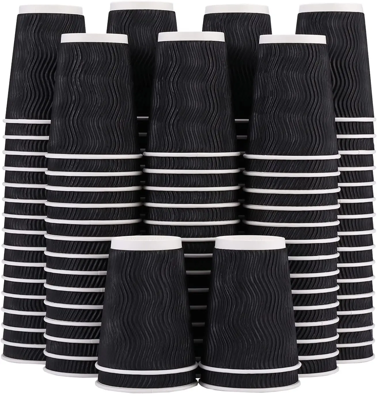 

12 oz Disposable Coffee Cups - 120 Pack, Insulated Corrugated Paper Cups 12 oz, Kraft Wall Cups for
