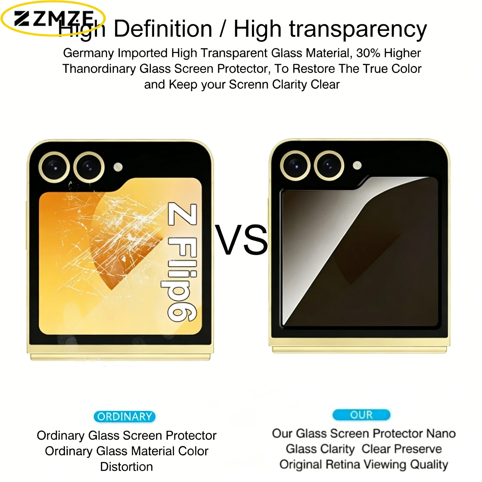 2-in-1-Schutzglas-Hülle für Samsung Galaxy Z Flip 6 7 5G Anti-Spy/Peep Displayschutzfolie für die Rückseite ZFlip7 ZFlip7 Flip6 Kamera-Schutzfolie – Detail 6