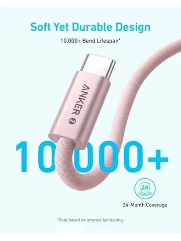 Кабель Anker Zolo 240W Type C для быстрой зарядки, USB-C на USB-C, плетеный, с тонким разъемом, защищенным от загрязнений, для серии iPhone 16