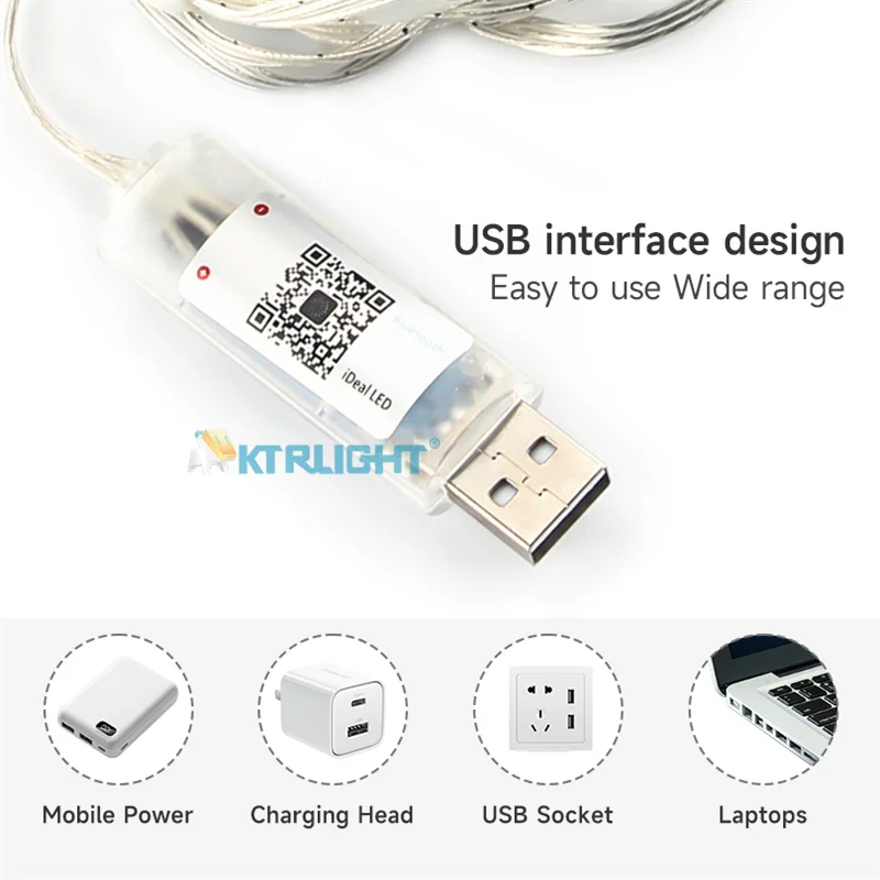 2m-30m LED Outdoor Christmas Decorative Light RGB IC Bluetooth APP Control 5V USB LED Fairy Tale Light String For Wedding Party