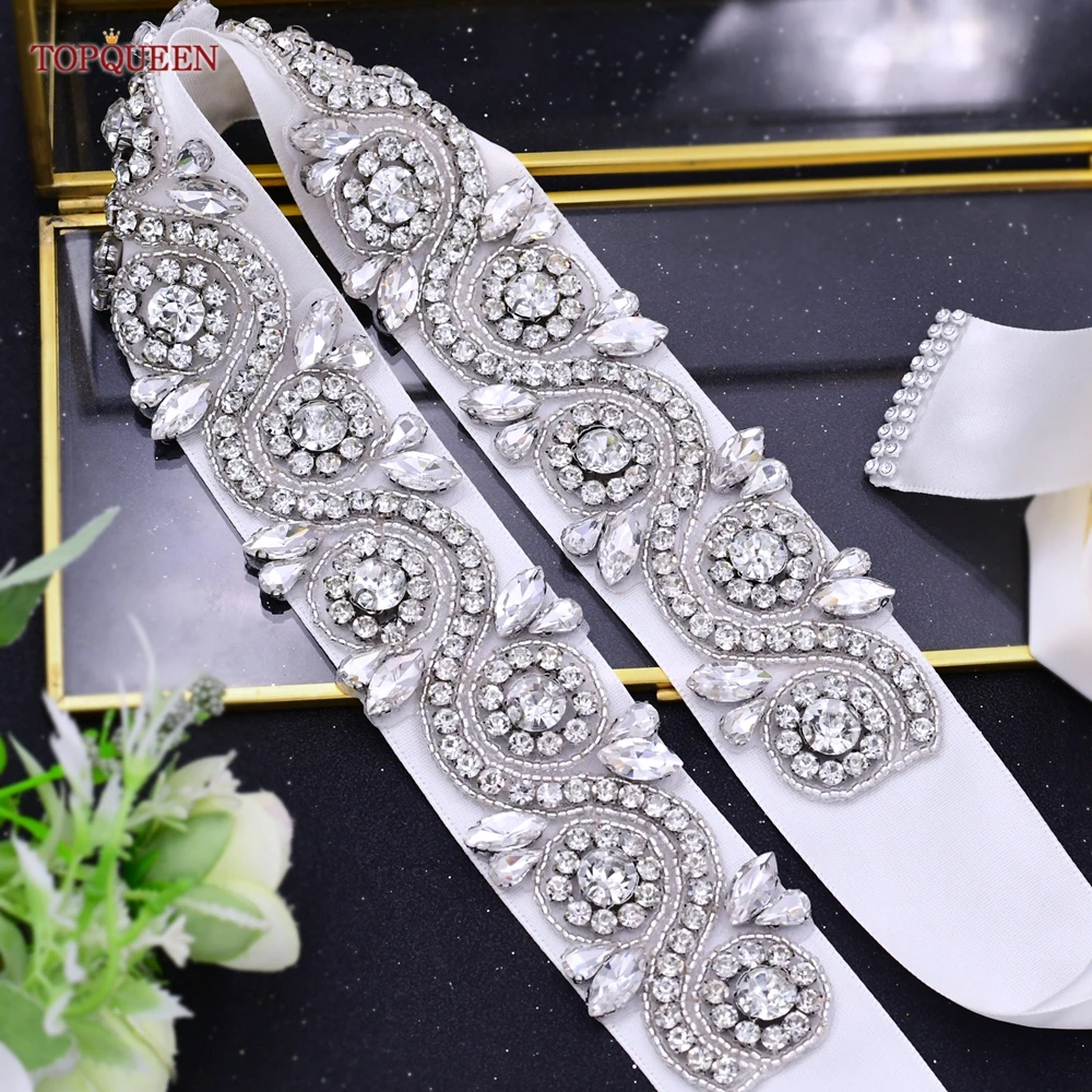 

TOPQUEEN S164 Sparkly Rhinestone Belt Women'S Jewel Appliques For Dresses Luxury Evening Sash Bridal Wedding Dress Accessories