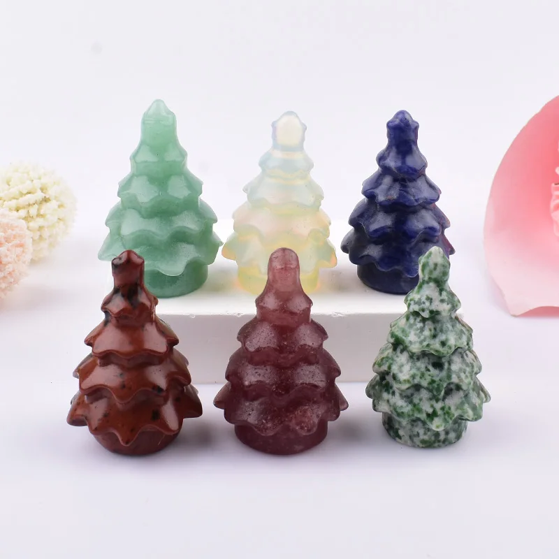 1 قطعة حجر الكريستال الطبيعي أشجار عيد الميلاد الديكور عينة معدنية الحرف الريكي شفاء DIY بها بنفسك هدية ديكور المنزل #1