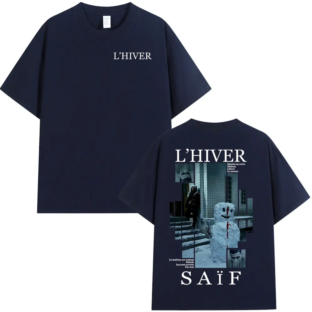Camiseta masculina retrô hip hop de manga curta rap cantor l'hiver sauf álbum 2025 padrão camiseta casual de algodão roupa de rua