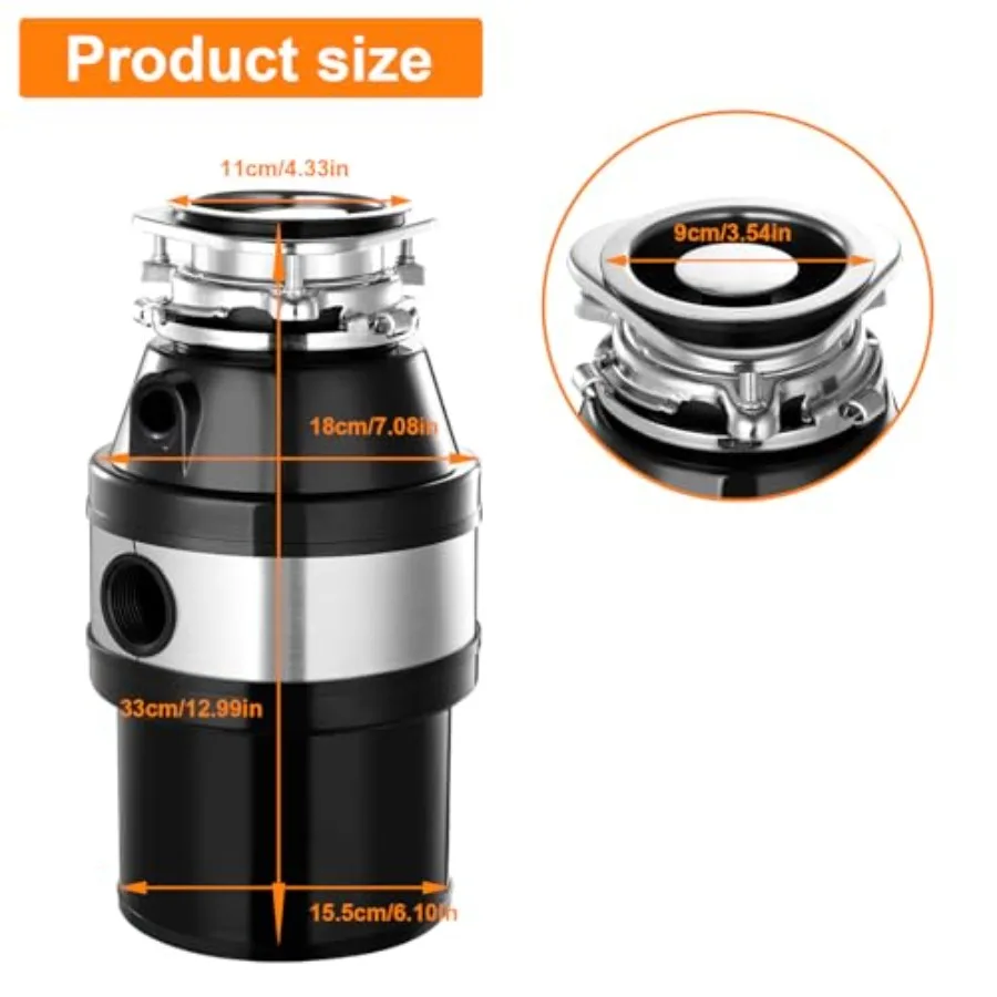 3 4HP دفعة تغذية التخلص من القمامة مع سلك الطاقة وشملت لحوض المطبخ الفولاذ المقاوم للصدأ نظام طحن نفايات الطعام مع Sou