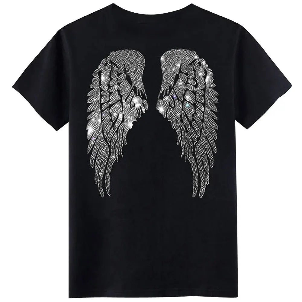 2023 Summer Men Black T-shirt Hip Hop Man Swing diamond T Shirts Fashion rhinestone Man T-shirt