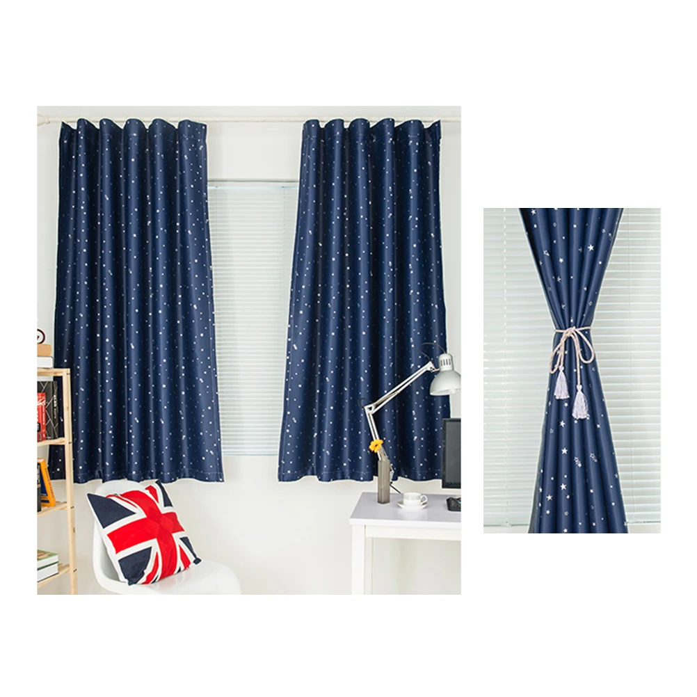 

Printed Curtains Black Out Blinds Blackout Window Cover Moon Stars Shades Bedroom