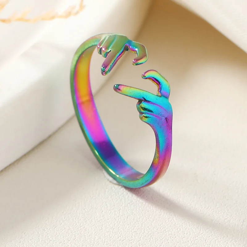 Simple women's ring embraces than heart loves you fashion temperament heart-shaped open ring ring silver jewelry tide
