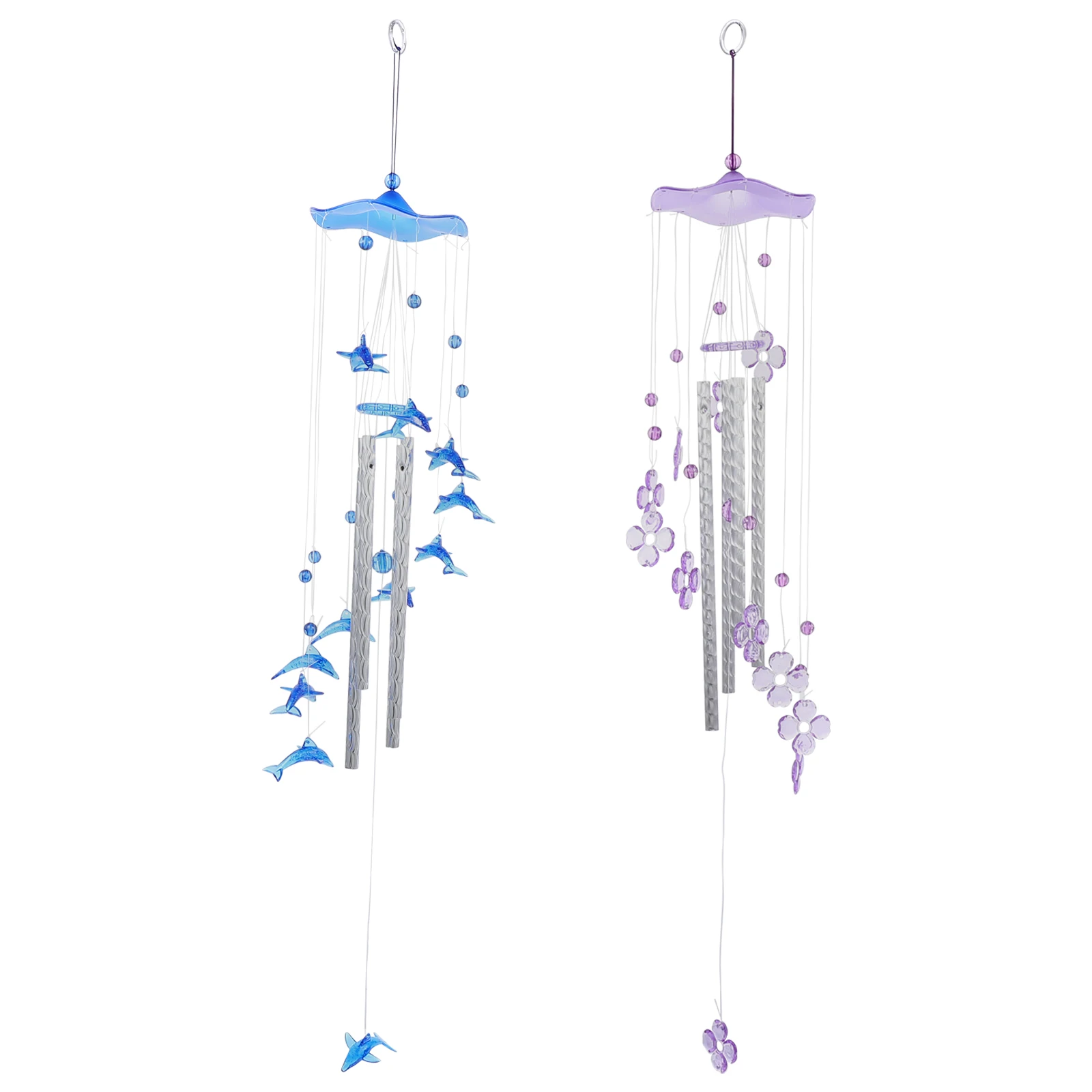 

2pcs Aluminum Tube Wind Chimes Home Decorative Bell Ornament Outdoor Dolphin Strong Durable Weather Observation