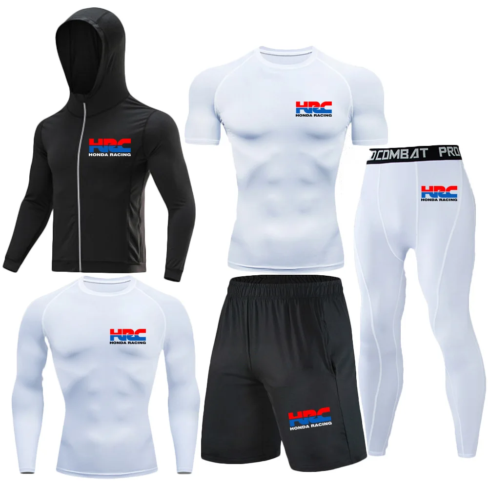 

Honda Logo Gym Rash Protection Five-Piece Set Breathable Quick-Drying Sports Jacket, Color-Blocked Men's Exercise Jacket