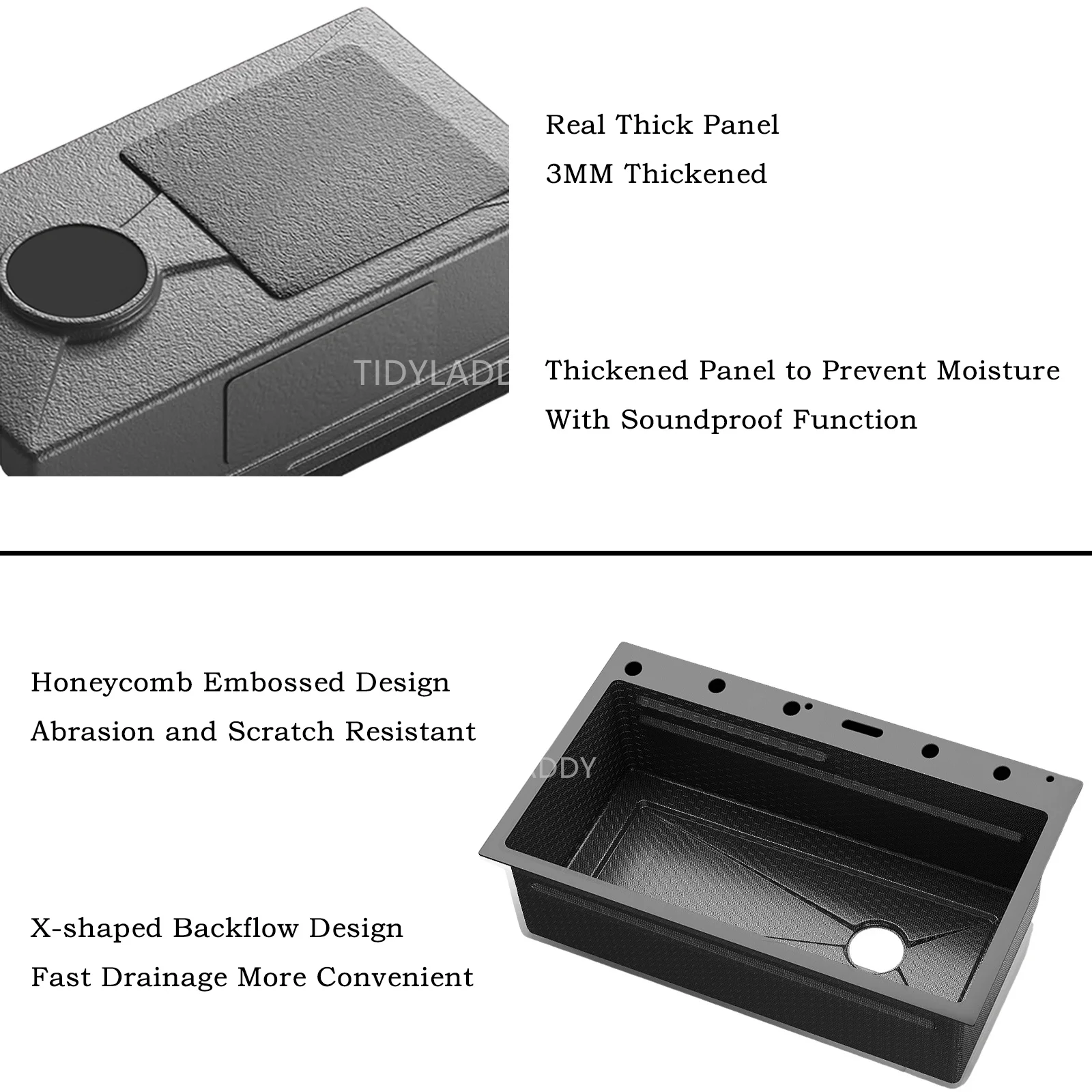 Imagem -05 - Inteligente Honeycomb Kitchen Sink Único Bowl Kitchen Sinks Display Digital Duplo Cachoeira Modern Workstation Aço Inoxidável