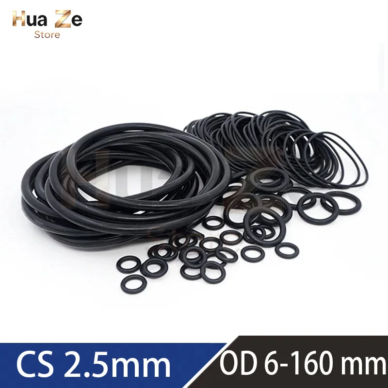 20 50pcs , CS 2.5mm OD 6 7 8 9 10 11 12 13 14 14.5 15 16-160mm,Black NBR O-Ring Seals Oil Resistant Round Gaskets Customizable