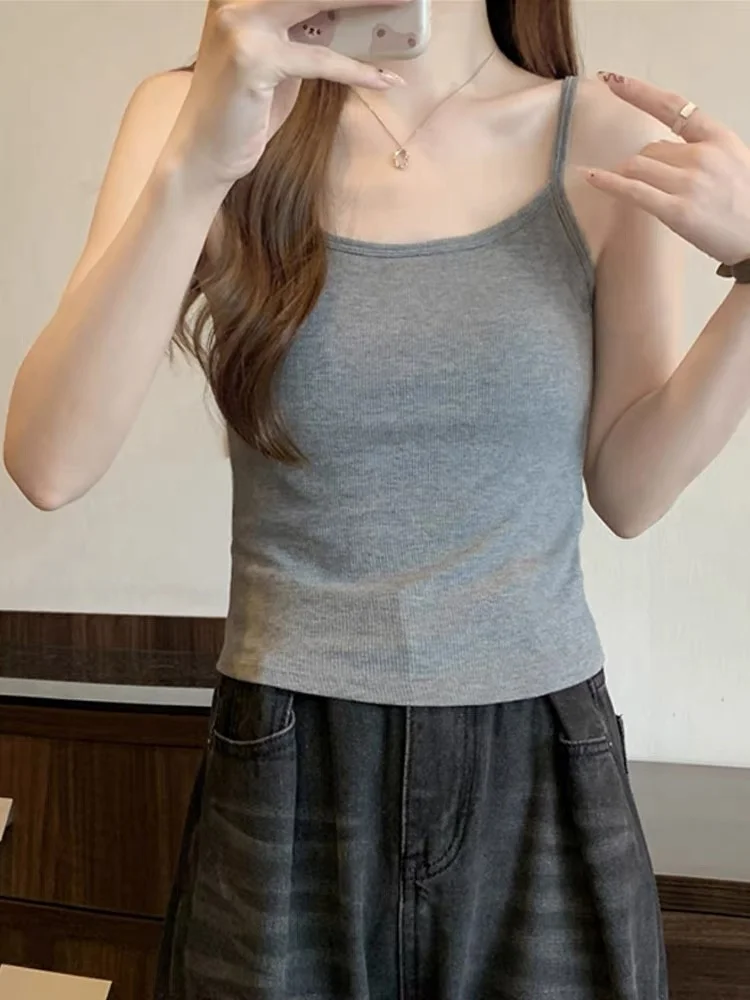 Women's Slim Fit Tank Top with Integrated Chest Pad 95% Cotton Summer New Style Large Size Outdoor Wear Inner Match Base Shirt