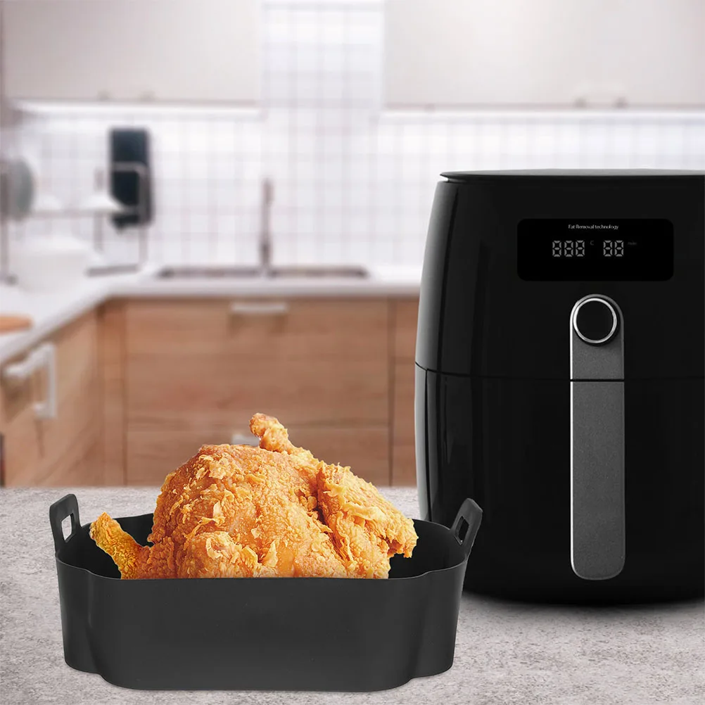 

8.5 Inch Square Silicone Baking Tray for Air Fryer Oven Non Stick Reusable Black Silicone Bakeware Pan Kitchen Tool