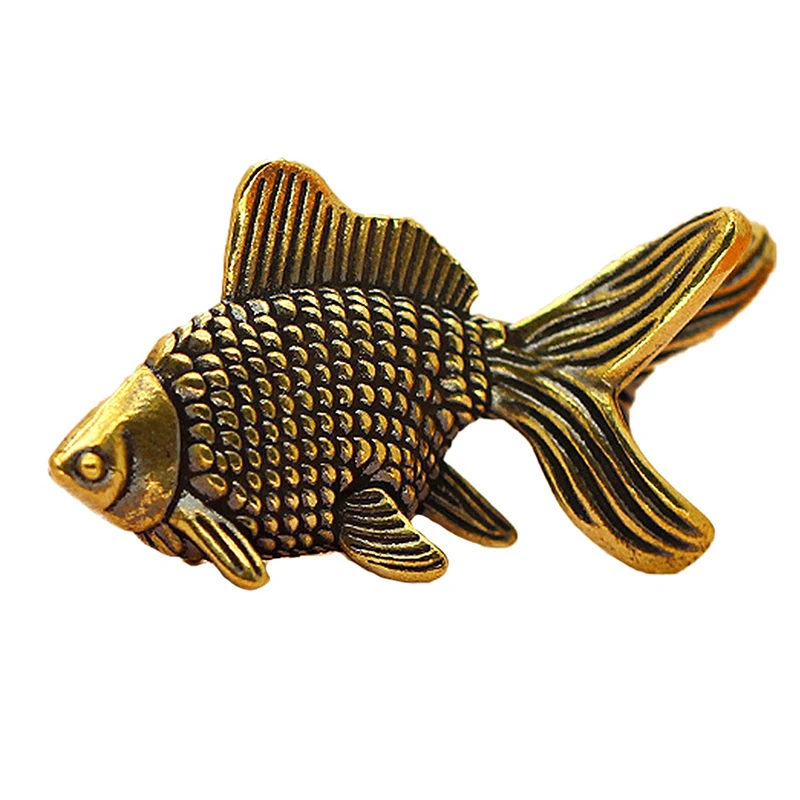 New Goldfish Figurines Retro Brass Lucky Animal Statue Ornament Home Decor Desk Decoration Tea Pet Cute Gifts