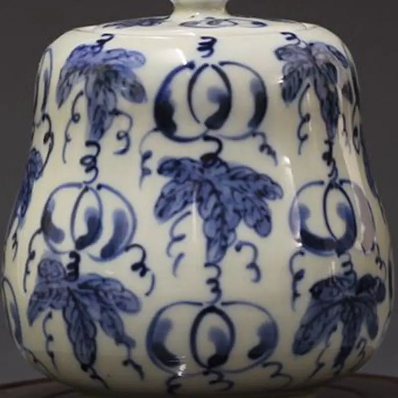 وعاء بورسلين صيني أزرق وأبيض على شكل عناب تشينغ 4.13 بوصة #3