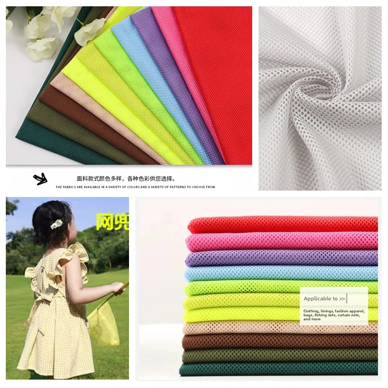 Soft Net Mesh Fabric for Crafts By The Meter for DIY Clothing Coats Mosquito Net Lining Sewing Breathable  Fishnet Cloth White