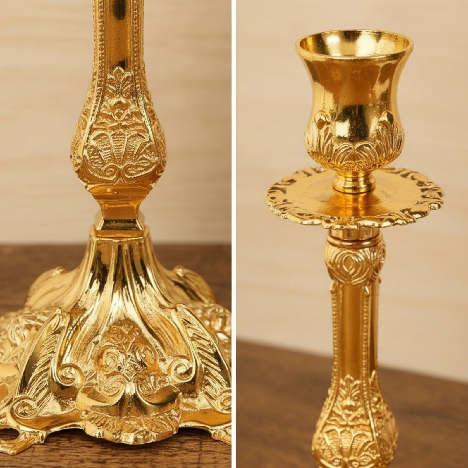 Taper Candle Holder Tabletop Candlestick Holder Candlestick with Embossed Base Lustrous Elegant for Dining Table, Mantel