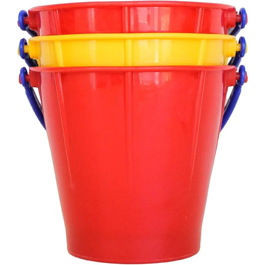 ชุดของเล่นทราย 3 ใบ ขนาดใหญ่ ประกอบด้วยถังทราย 3 ใบ คละสี ผลิตในเยอรมนี