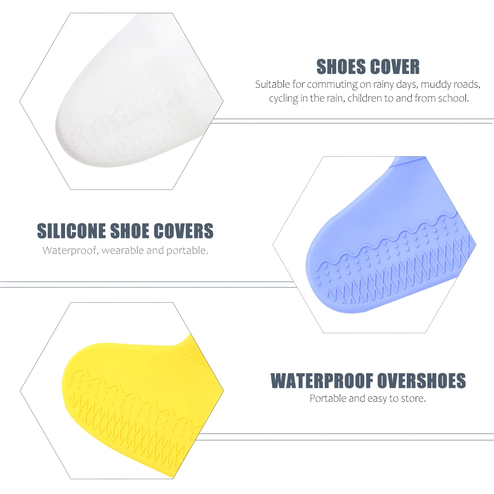 

3 Pairs Non-slip Shoe Covers for Rain Shoes Light Weight Outdoor Anti-s Travel Silica Gel Proof Miss Day Protector