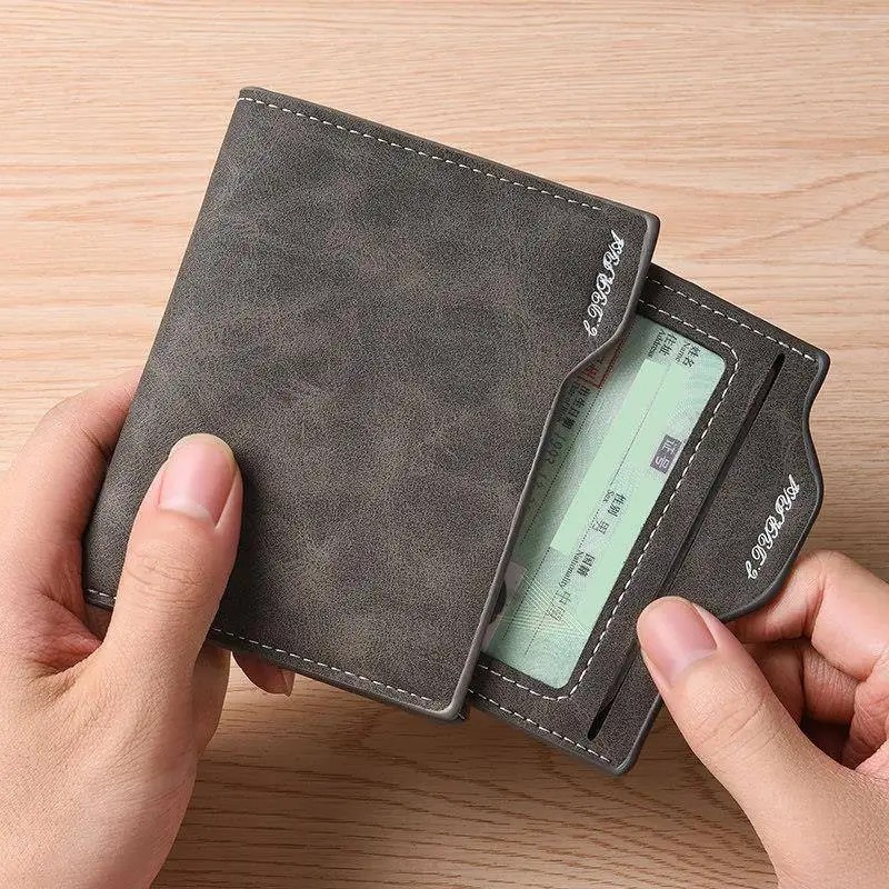Men's Short License Protection Case Wallet Multifunctional  Card Holder Korean Style Bifold Nylon  Student Friendly
