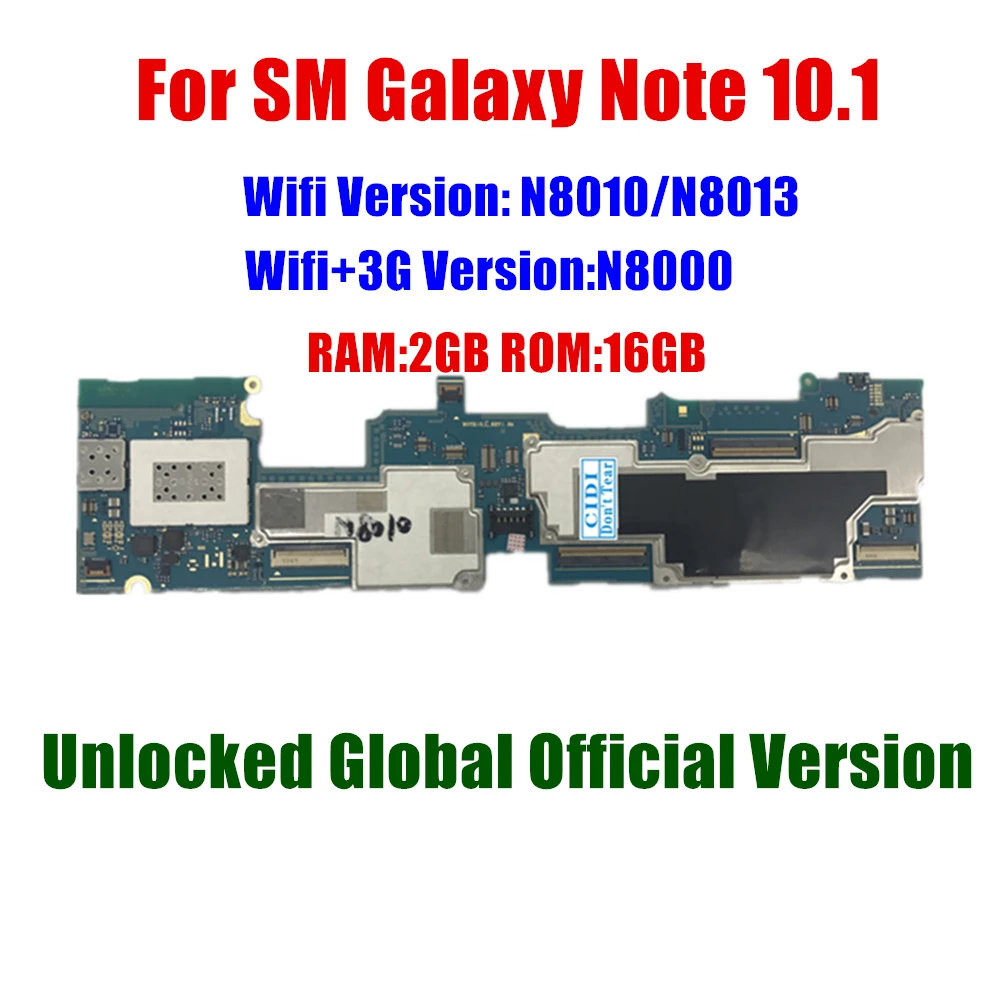 Full Working Board For Samsung Galaxy Note 10.1 N8010 N8013 WIFI N8000 3G&Wifi Unlock Motherboard Logic Mother Board