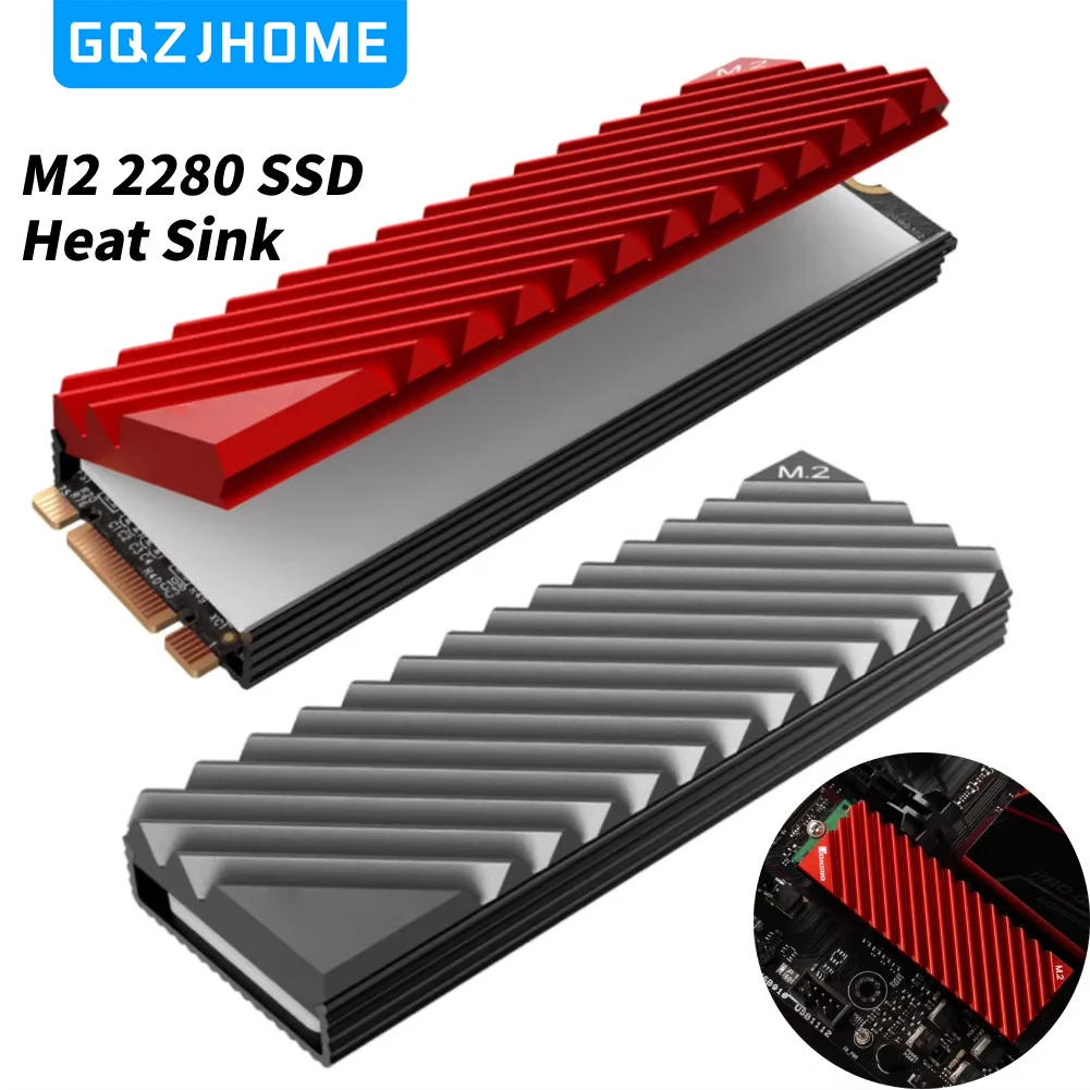M.2 SSD NVMe Heat Sink M2 2280 Solid State Hard Disk Aluminum Heatsink Gasket with Silicone Thermal Pad PC Accessories