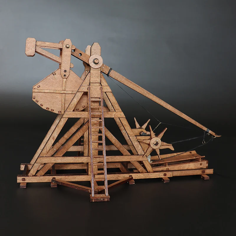 1:48 Counterweight Trebuchet Catapult DIY Ancient Chariot Model Siege Car Wooden 3D Puzzle Need Assembly