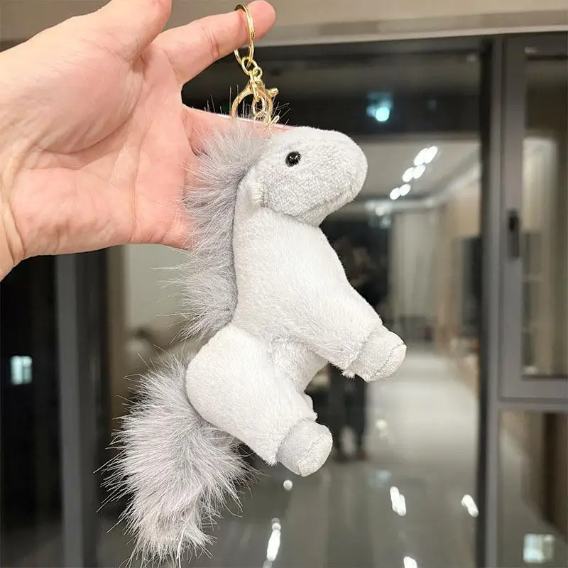 12 cm schattige cartoon pluche sleutelhanger kawaii charmes paarden knuffel rugzak hanger hangende ornamenten decoratie accessoires geschenken