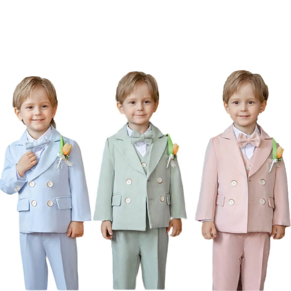 

Children Blue Green Photography Suit Boys Girls Formal Ceremony Costume Kids Birthday Wedding Party Dress Performance Tuxedo Set